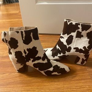 Steve Madden Cow Print Heeled Booties